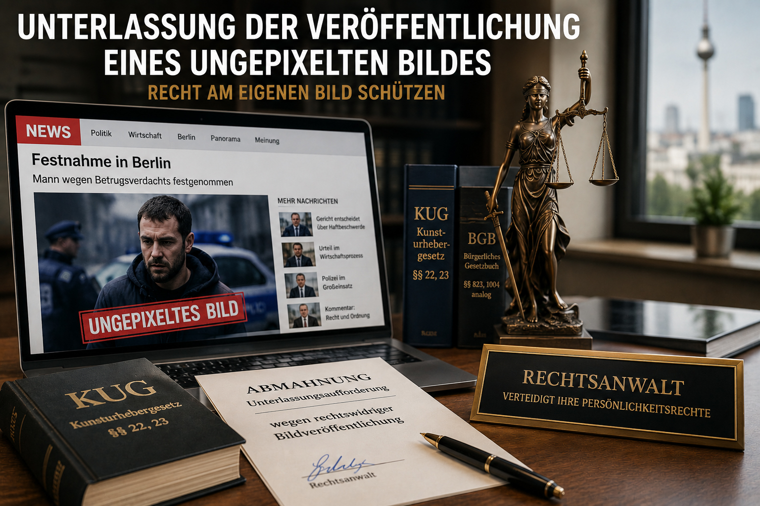 Unterlassung der Veröffentlichung eines ungepixelten Bildes